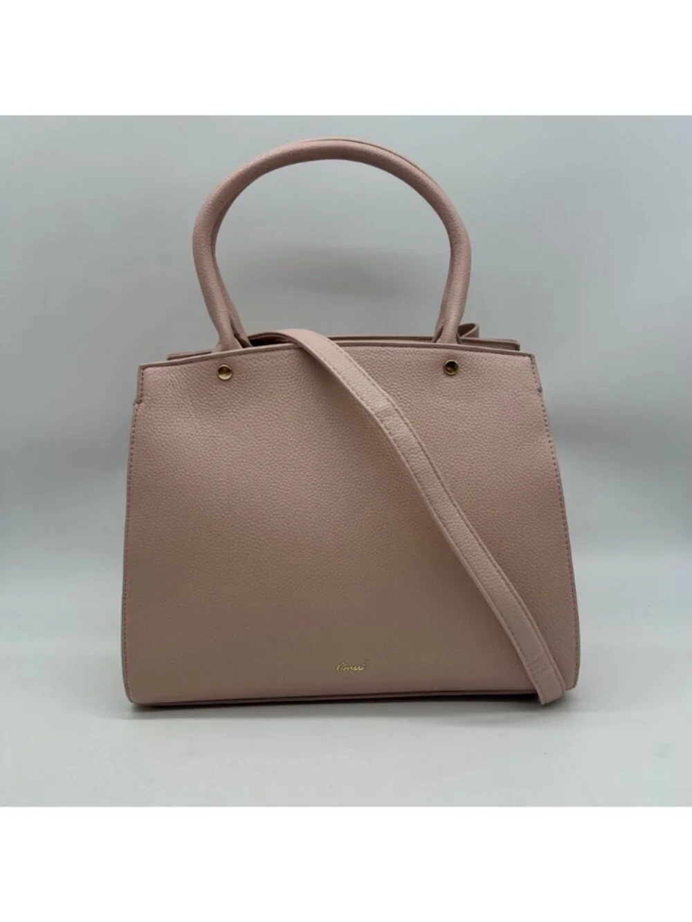 Grossi Pink Faux Leather Poppy Bowtie Top Handle Satchel Bag